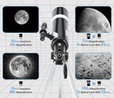 Telescopio para astrónomos adultos y principiantes - apertura de 80 mm, 600 mm con revestimiento de alta transmisión de revestimiento múltiple completo con montura AZ, adaptador para teléfono, trípode 