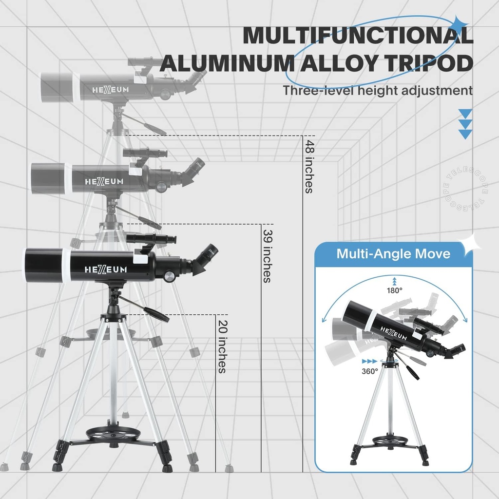 Telescopio para astrónomos adultos y principiantes - apertura de 80 mm, 600 mm con revestimiento de alta transmisión de revestimiento múltiple completo con montura AZ, adaptador para teléfono, trípode 