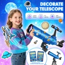 Telescopio para adultos y niños, apertura de 80 mm, 500 mm (20X-150X) Telescopio refractor profesional para principiantes de astronomía, telescopios portátiles de viaje con trípode 