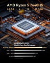 GMKtec M6 Ultra Gaming Mini PC Ryzen 7640HS (Actualizado 6600H/ 6800U), 32GB RAM DDR5 1TB SSD Dual NIC LAN 2.5GbE Computadoras de escritorio para oficina y hogar, Triple pantalla 4K, WiFi 6, USB4, BT 