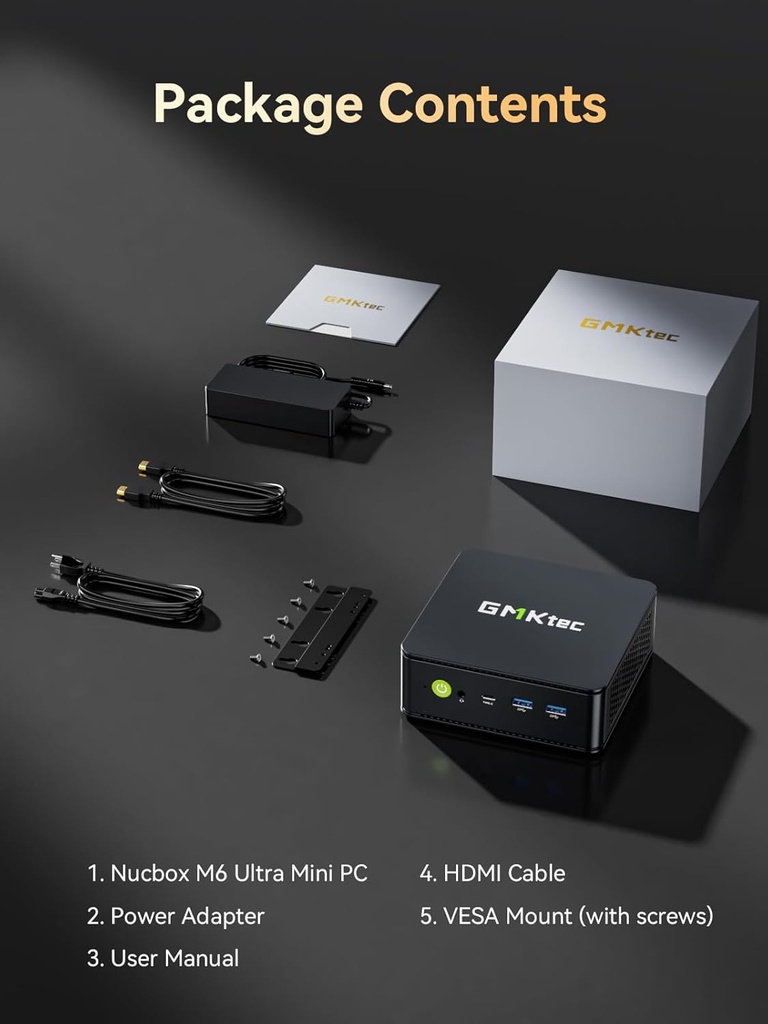 GMKtec M6 Ultra Gaming Mini PC Ryzen 7640HS (Actualizado 6600H/ 6800U), 32GB RAM DDR5 1TB SSD Dual NIC LAN 2.5GbE Computadoras de escritorio para oficina y hogar, Triple pantalla 4K, WiFi 6, USB4, BT 