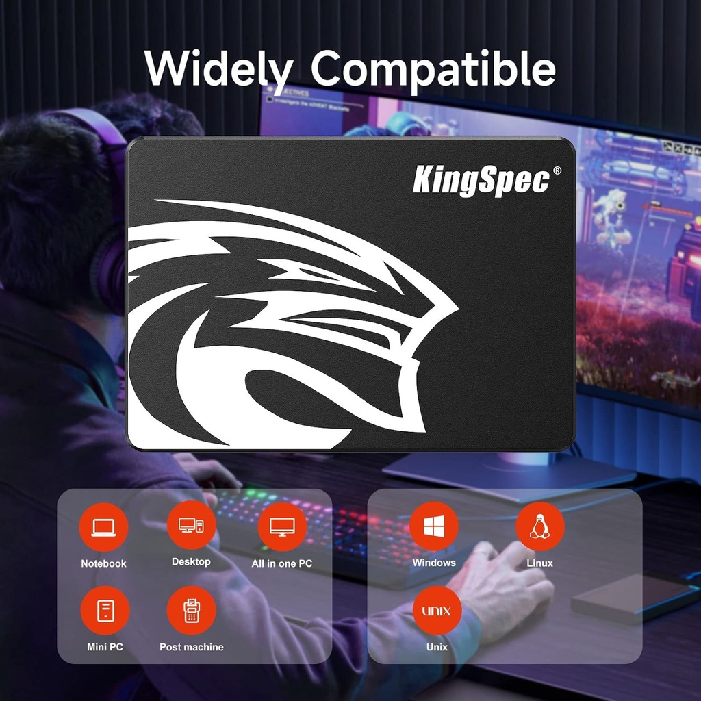 KingSpec 512 GB 2.5 SSD SATA III Interno - 550 MB/s de lectura, 520 MB/s de escritura con 3D NAND Flash, para actualización de portátil y PC de escritorio 