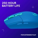 Logitech G 305 LIGHTSPEED - Mouse inalámbrico para juegos, sensor Hero 12K, 12,000 DPI, ligero, 6 botones programables, duración de la batería de 250 horas, memoria integrada, PC/Mac, color azul