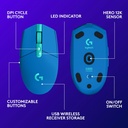 Logitech G 305 LIGHTSPEED - Mouse inalámbrico para juegos, sensor Hero 12K, 12,000 DPI, ligero, 6 botones programables, duración de la batería de 250 horas, memoria integrada, PC/Mac, color azul