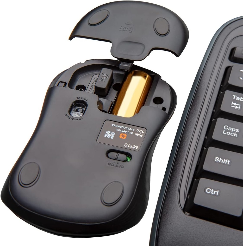 Logitech MK335 - Combo de teclado y mouse inalámbricos silenciosos - Combo de teclado y mouse negro/plateado inalámbrico, ambidiestro