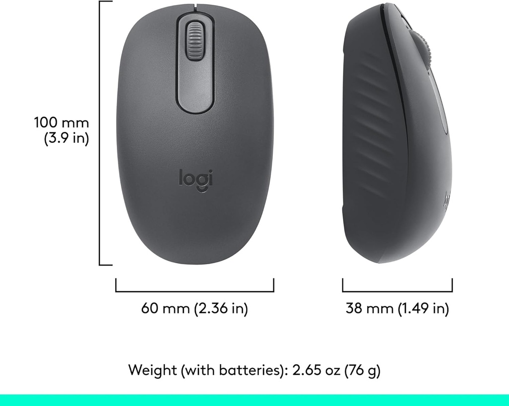 Logitech Ratón inalámbrico Bluetooth M196, compacto y portátil para portátiles, tabletas y más, batería de 12 meses, seguimiento suave, compatible con PC y Mac, Windows y macOS, grafito