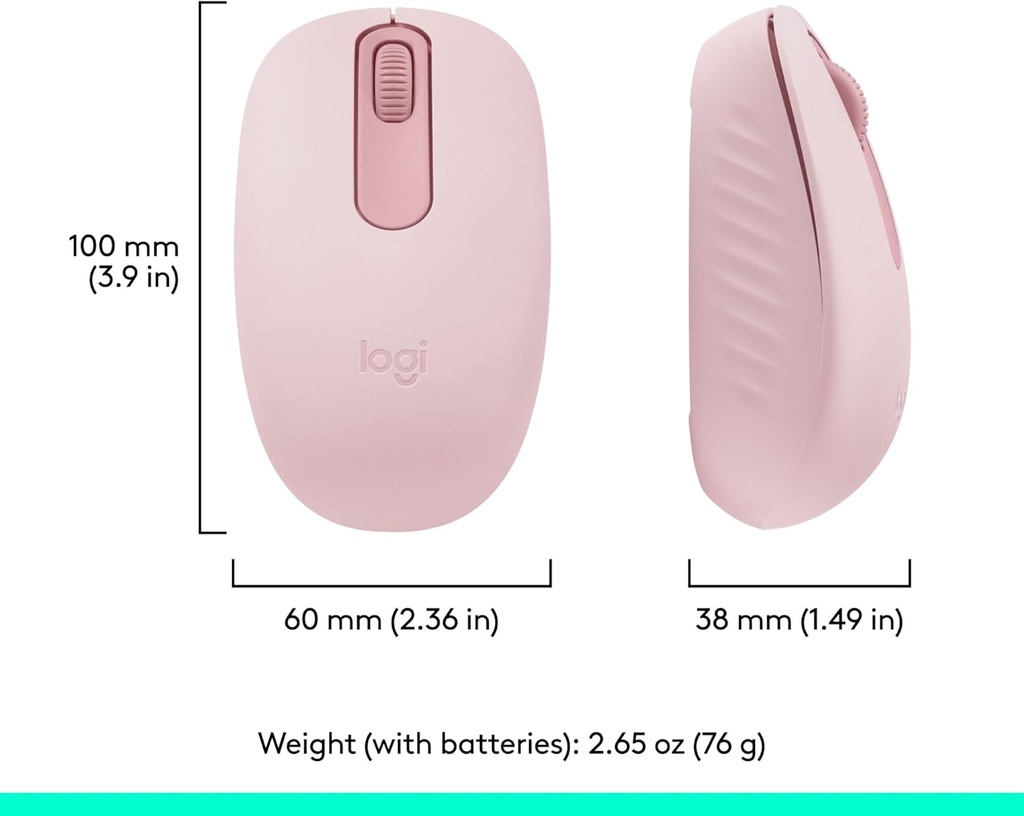 Logitech Ratón inalámbrico Bluetooth M196, compacto y portátil para portátiles, tabletas y más, batería de 12 meses, seguimiento suave, compatible con PC y Mac, Windows y macOS, rosa