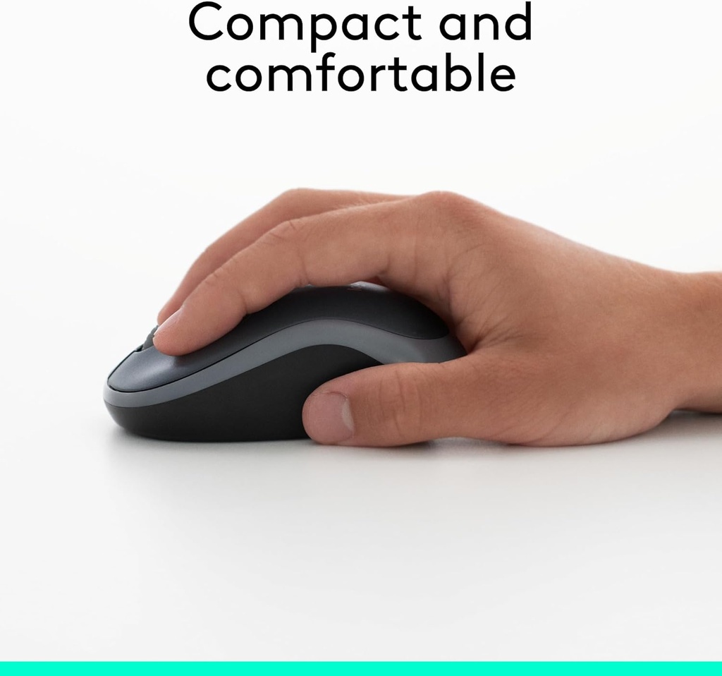 Logitech Ratón inalámbrico M185, 2.4 GHz con mini receptor USB, duración de la batería de 12 meses, seguimiento óptico de 1000 DPI, PC/Mac/computadora portátil ambidiestro, color gris Swift