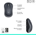 Logitech Ratón inalámbrico M185, 2.4 GHz con mini receptor USB, duración de la batería de 12 meses, seguimiento óptico de 1000 DPI, PC/Mac/computadora portátil ambidiestro, color gris Swift
