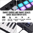 M-VAVE Controlador de teclado MIDI USB de 25 teclas con 8 almohadillas retroiluminadas, teclado dinámico profesional semiponderado Bluetooth, 8 perillas y producción de música, software incluido