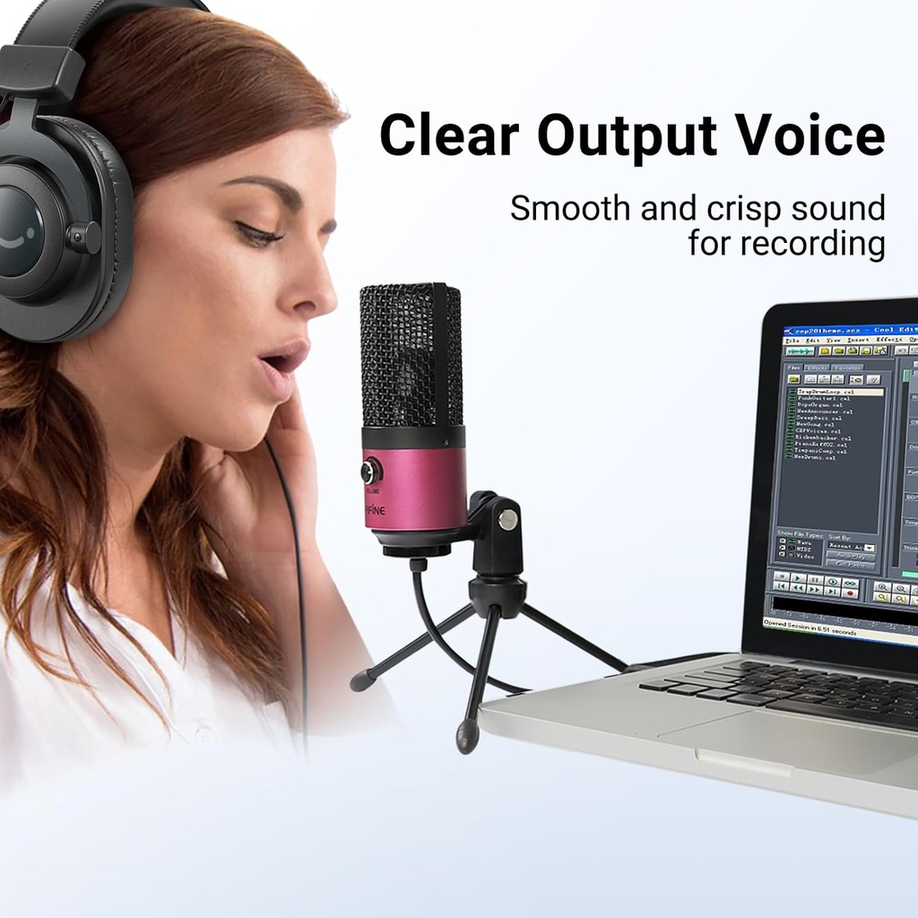 Microfono USB De Condensador FIFINE K669 - Cardioide Para PC, PS4, Mac - Para Streaming - Podcast - Twitch. (Pink)