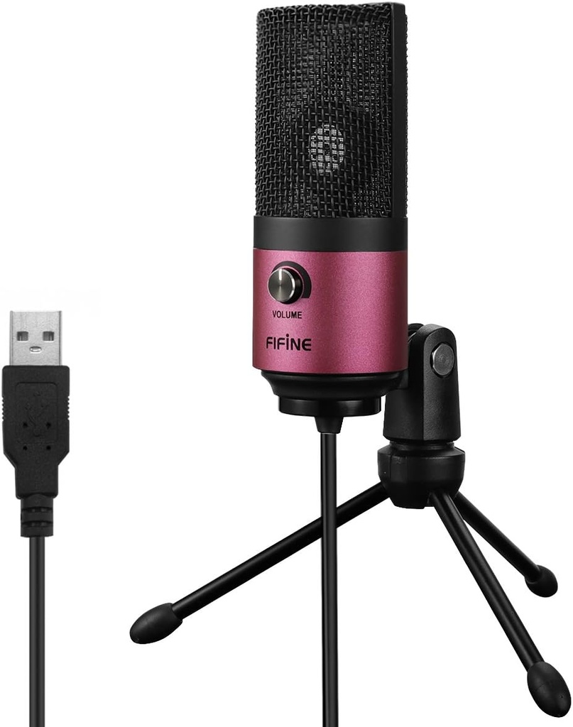 Microfono USB De Condensador FIFINE K669 - Cardioide Para PC, PS4, Mac - Para Streaming - Podcast - Twitch. (Pink)