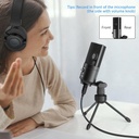 Microfono USB De Condensador FIFINE K669B - Cardioide Para PC, PS4, Mac - Para Streaming - Podcast - Twitch. (Black)