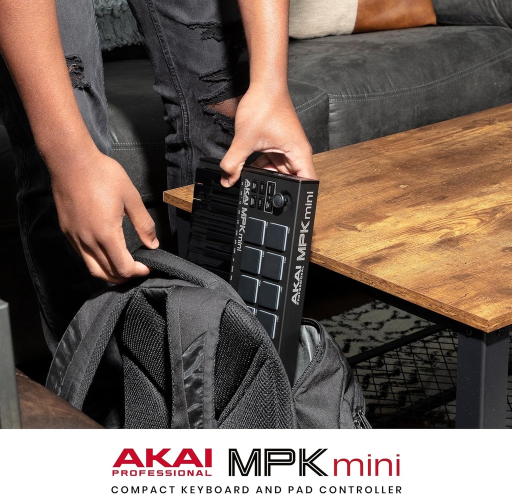 AKAI Professional MPK Mini MK3 - 25 Key USB MIDI Keyboard Controller With 8 Backlit Drum Pads, 8 Knobs and Music Production Software included (Black)