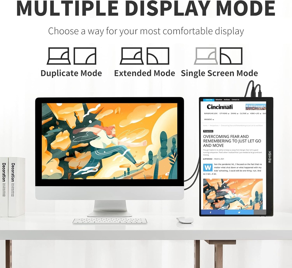 Monitor Portatil ReHisk - 15.6" Full HD IPS - HDMI & USB-C - HDR Ready