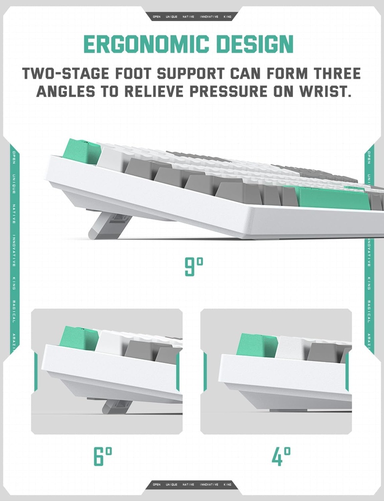 ONIKUMA G80Membrana cremosa de teclado inalámbrico con retroiluminación arcoíris, conectividad de 3 modos (BT/2.4G/USB-C) con pantalla LCD y perilla multifunción, batería de 200 horas