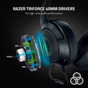 Razer Kraken V3 X Auriculares USB con cable para juegos: construcción ligera, controladores Triforce de 1.575 in, micrófono cardioide HyperClear, sonido envolvente 7.1, iluminación Chroma RGB, color