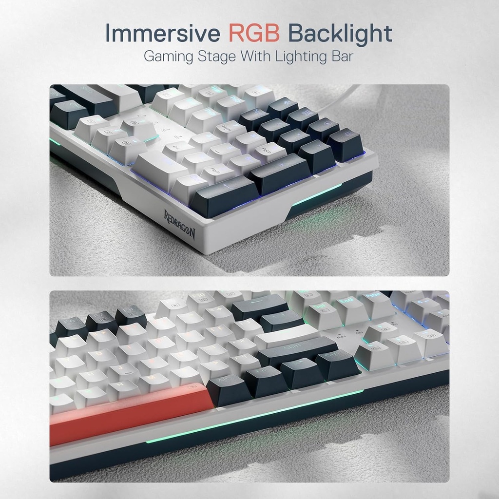 Redragon Teclado para juegos K668 RGB, teclado mecánico con cable de 108 teclas con 4 teclas de acceso rápido adicionales, espumas absorbentes de sonido, enchufe intercambiable en caliente mejorado, 2