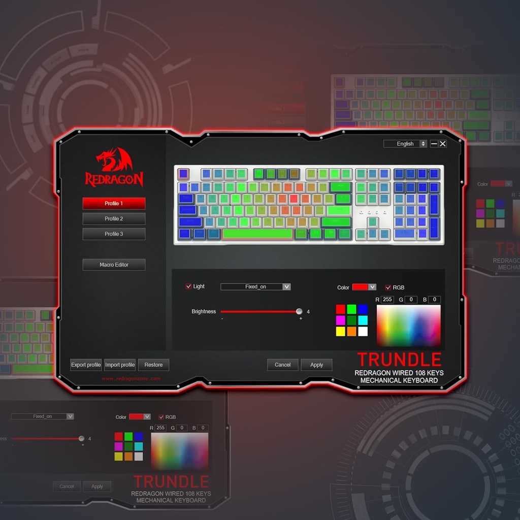 Redragon Teclado para juegos K668 RGB, teclado mecánico con cable de 108 teclas con 4 teclas de acceso rápido adicionales, espumas absorbentes de sonido, enchufe intercambiable en caliente mejorado, 2