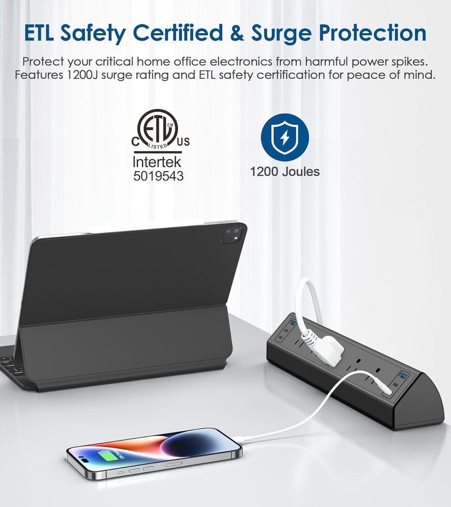 Regleta de alimentación USB C, estación de carga rápida total de 40 W, 4 puertos USB C PD de 20 W