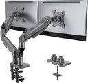 HUANUO - Soporte de escritorio para monitor doble, completamente ajustable para pantallas de computadora de 13–32", soporte VESA de movimiento completo 75x75/100x100 con abrazadera en C y base de