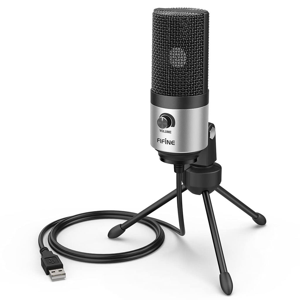 Microfono USB De Condensador FIFINE K669S - Cardioide Para PC, PS4, Mac - Para Streaming - Podcast - Twitch. (Silver)