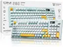 ONIKUMA G80Membrana cremosa de teclado inalámbrico con retroiluminación arcoíris, conectividad de 3 modos (BT/2.4G/USB-C) con pantalla LCD y perilla multifunción, batería de 200 horas