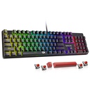 Redragon Teclado mecánico para juegos con cable, 11 modos retroiluminados programables, interruptor rojo (SINDRI)