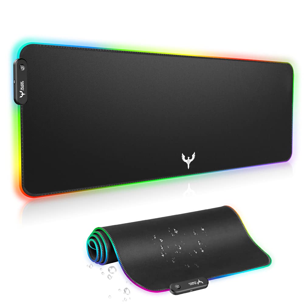 Tapete para mouse para videojuegos RGB para teclado de computadora, 31.5 x 12 pulgadas de Blade Hawks