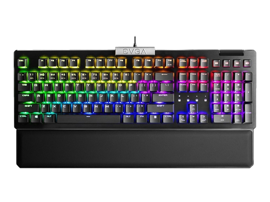 Teclado mecánico EVGA Z15 RGB USB Gaming Keyboard, RGB Backlit LED, Hotswappable Mechanical Kailh Speed Silver Switches (Linear), 821-W1-15US-KR, Black