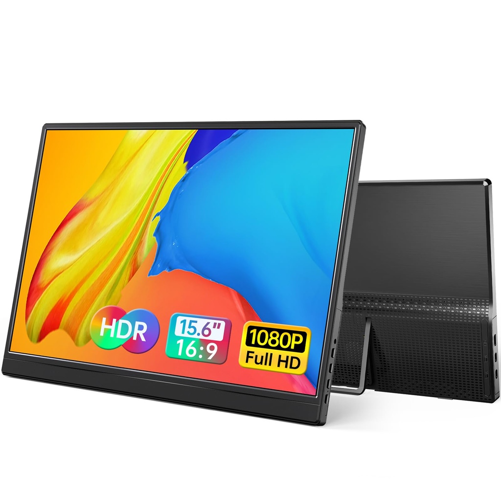 Yxk Monitor portatil de 15.6 pulgadas 1080P USB-C HDMI Ultra-Slim Monitor de viaje con soporte, para laptop, PC, teléfono Mac, PS, Xbox, Swich IPS