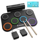 Donner Juego de batería eléctrica mejorada, 7 almohadillas electrónicas, almohadilla de batería silenciosa, altavoz integrado, 40 lecciones incluidas, juguetes de instrumentos de regalo de Navidad y cumpleaños para niños (DED-20R)