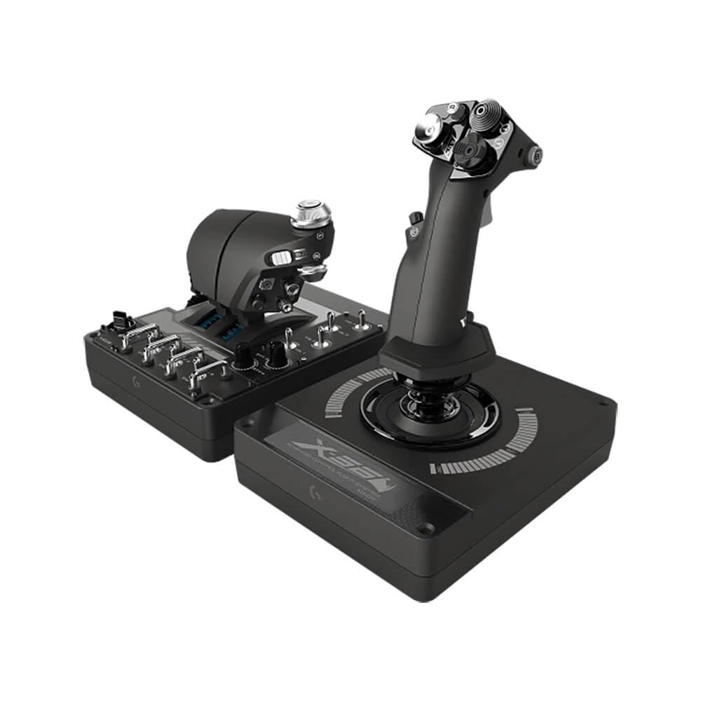 Logitech G X56 H.O.T.A.S - Controlador de juego de simulador de vuelo de acelerador y joystick, 4 opciones de resorte, +189 controles programables, iluminación RGB, 2 USB, PC - negro 