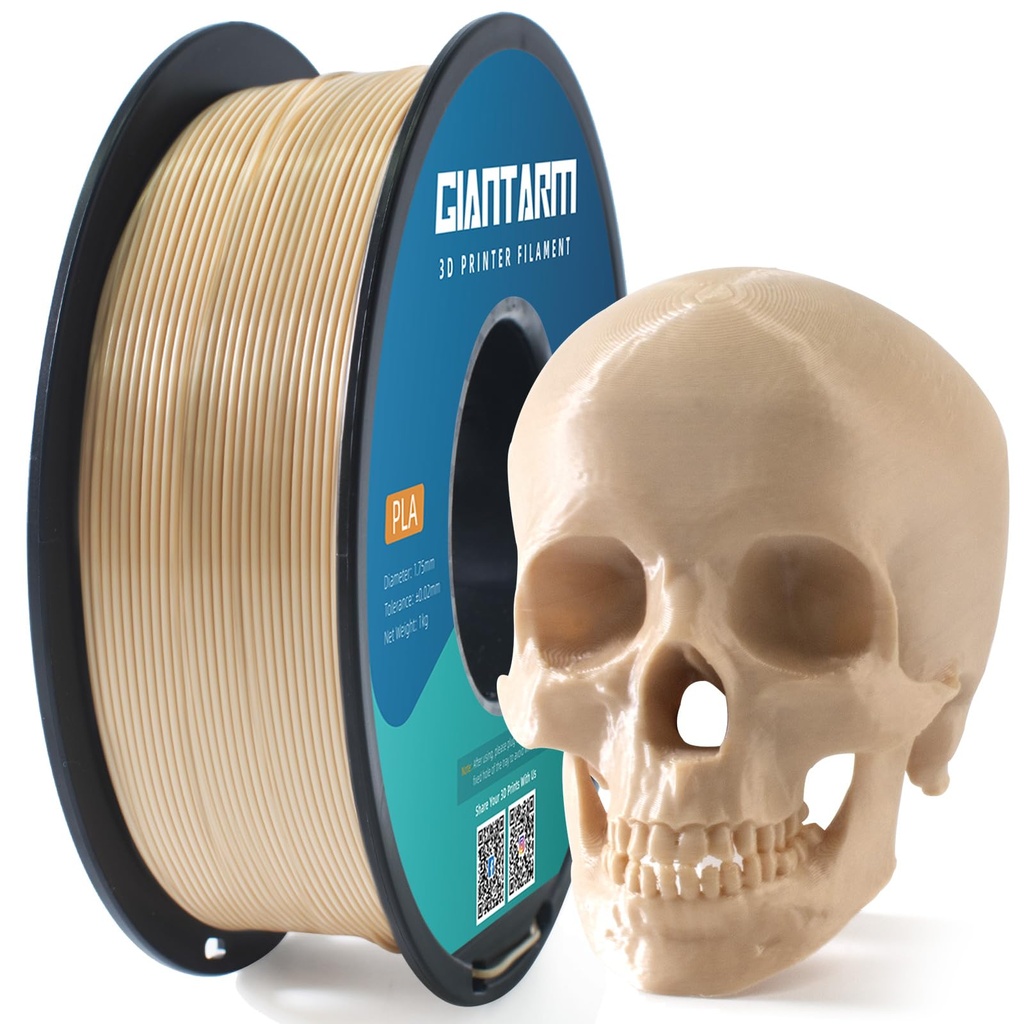 GIANTARM Filamento de impresora 3D, filamento PLA blanco hueso, carrete de 2.2 libras, precisión de dimensión de 0.069 pulgadas +/- 0.001 pulgadas, filamento de impresión 3D