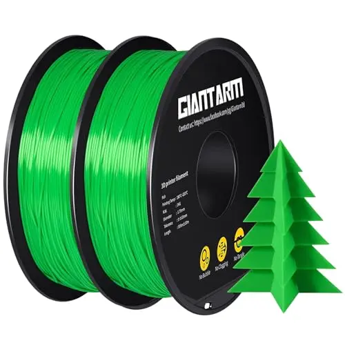 GIANTARM - Filamento de ácido poliláctico de 1.75 mm para impresora 3D, verde, 2 kg, carrete de filamento de ácido poliláctico verde 2 piezas de 1 kg (2.2 lbs), enrollado cuidadosamente, precisión 