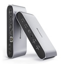 Estación de acoplamiento de triple visualización Minisopuru Displaylink para MacBook M1/M2/M3/M4/Windows, estación de acoplamiento DisplayLink con 2 HDMI y 2 DisplayPort, carga de 100W, datos USB-C