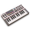 Akai Professional MPK Mini IV USB-C MIDI Controlador de teclado para principiantes y productores - Almohadillas de batería MPC, perillas de 360°, ruedas de tono y mod, software de lecciones y producción de música con más de 1000 sonidos, gris 