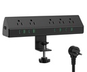 Jgstkcity Regleta de alimentación con abrazadera de escritorio, estación de carga rápida de 45 W, 4 USB-C, 4 USB-A, protector de sobretensiones de montaje en escritorio, cable de extensión de 1875 W 