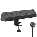 Jgstkcity Regleta de alimentación con abrazadera de escritorio, estación de carga rápida de 45 W, 4 USB-C, 4 USB-A, protector de sobretensiones de montaje en escritorio, cable de extensión de 1875 W 