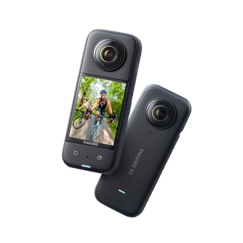 Insta360 X3 - Cámara 360 impermeable, sensores 1/2 pulgada 48 MP, video HDR activo 5.7K 360, foto de 72MP 360, lente única 4K, modo Me 60 fps, estabilización, táctil 2.29 pulgadas, AI, streaming