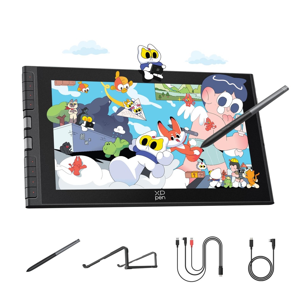 XPPen Artist 12 3rd 11.9" Tableta de dibujo con pantalla | Lápiz X4 16K de presión | Ruedas de ajuste + 8 teclas | Tableta de dibujo de arte portátil con vidrio grabado AG compatible con Windows/macOS
