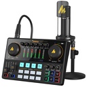MAONO Paquete de equipo de podcast con interfaz de audio y micrófono de condensador XLR, MaonoCaster con alimentación fantasma de 48 V, Bluetooth para podcast, transmisión, voz en off, youtube, PC 