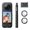 Insta360 X3 Paquete Inicial - Cámara de acción impermeable de 360° con sensor de 1/2 pulgada, 5.7K 360°, fotos de 360° de 72MP, estabilización, pantalla táctil de 2.29", retroalimentación por