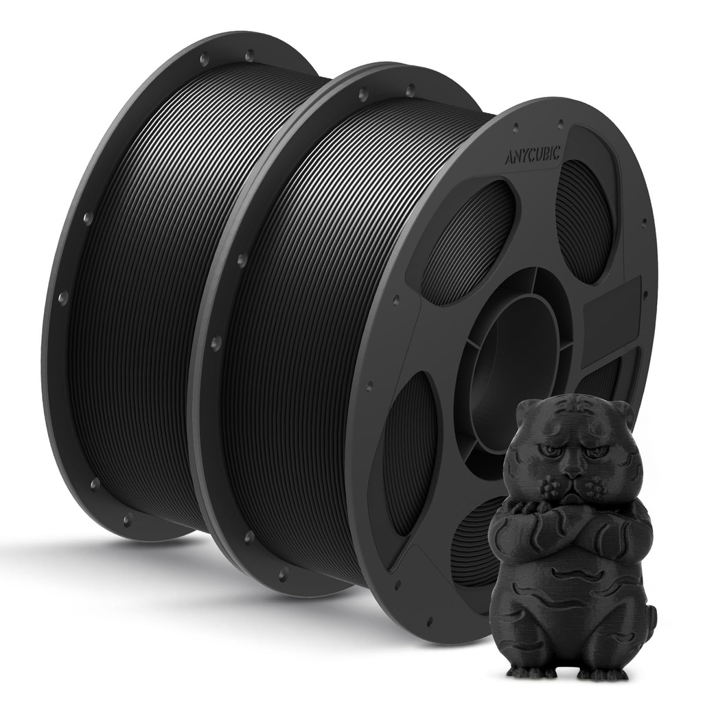 ANYCUBIC Paquete de filamento PLA de 1.75mm, filamento PLA para impresión 3D de 1.75mm, precisión dimensional +/- 0.02mm, carrete de 2.2 lbs (1KG), 2KG Negro+Negro 