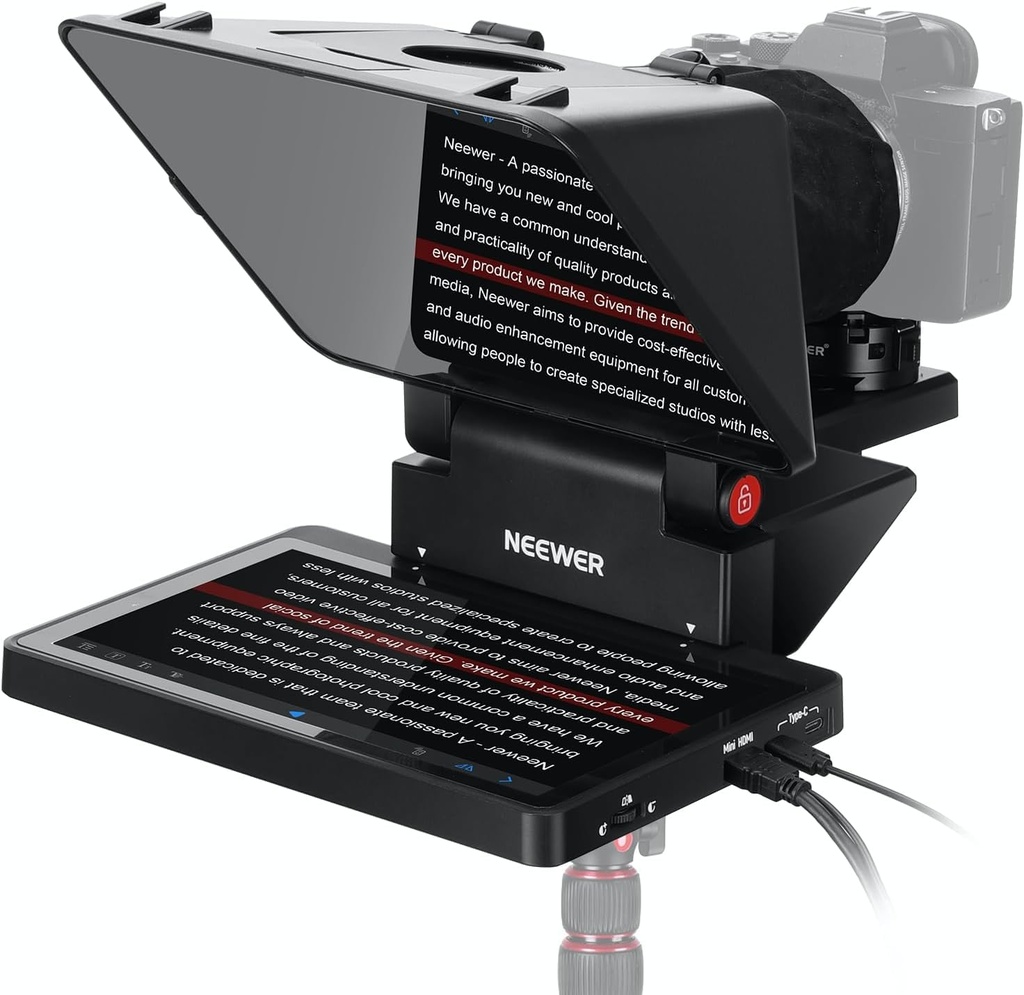 NEEWER Teleprompter 2 en 1 de 11 pulgadas con monitor para Windows MacOS, compatible con duplicación de pantalla, indicador portátil para cámara, teléfono móvil, cámara web para YouTube Twitch Live Streaming Conference, X11 