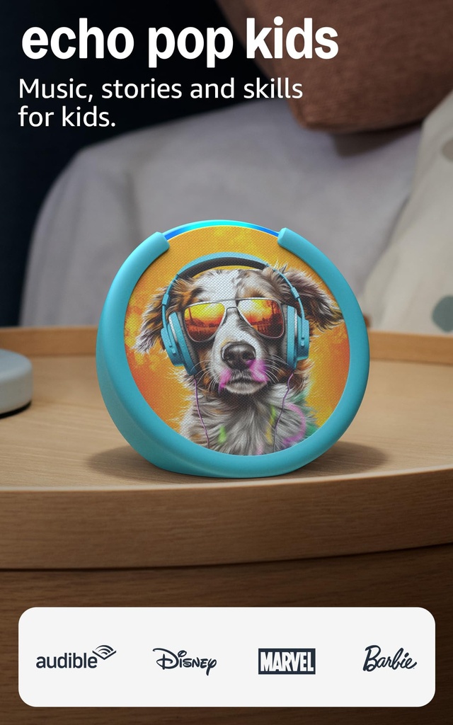 Amazon Echo Pop Kids (último modelo), diseñado para niños, con control parental, incluye 6 meses de Amazon Kids+, diseño Anthro Pup Visita la tienda Echo y Alexa de Amazon 