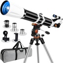 Telescopio para adultos de alta potencia de 3.543 in de apertura, 31.496 in, telescopios refractores para principiantes de astronomía con trípode de montaje AZ, adaptador de teléfono, bolsa de 