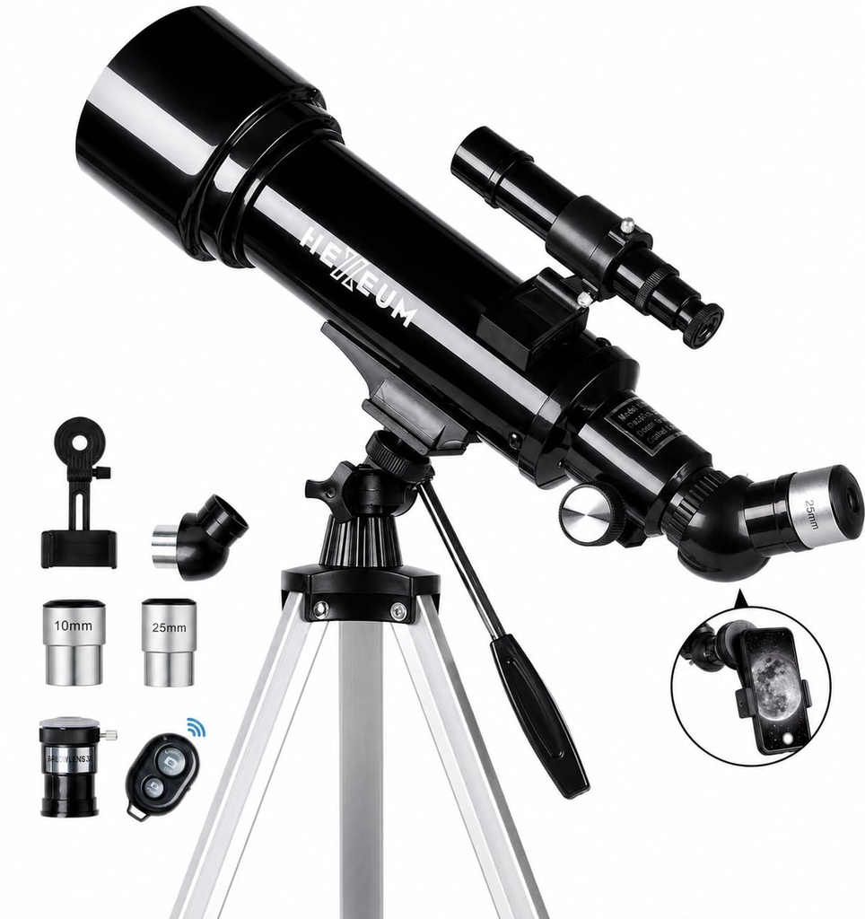 Telescopio 70mm Apertura 500mm - para niños y adultos, telescopios refractores astronómicos de montaje AZ con óptica de revestimiento múltiple, con adaptador diagonal para espejo de teléfono, bolsa de 