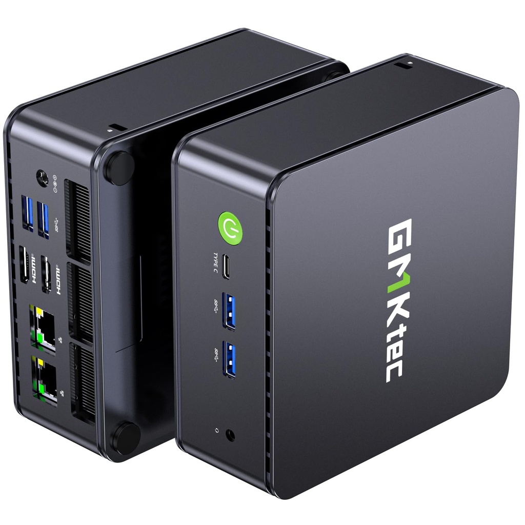 GMKtec Mini PC M5 Plus, AMD Ryzen 7 5825U (actualizado 7430U/5700U), 16 GB de RAM y 512 GB PCIe3.0 SSD computadora de escritorio con LAN dual 2.5G, BT 5.2, WiFi 6E, triple pantalla/hogar y oficina 