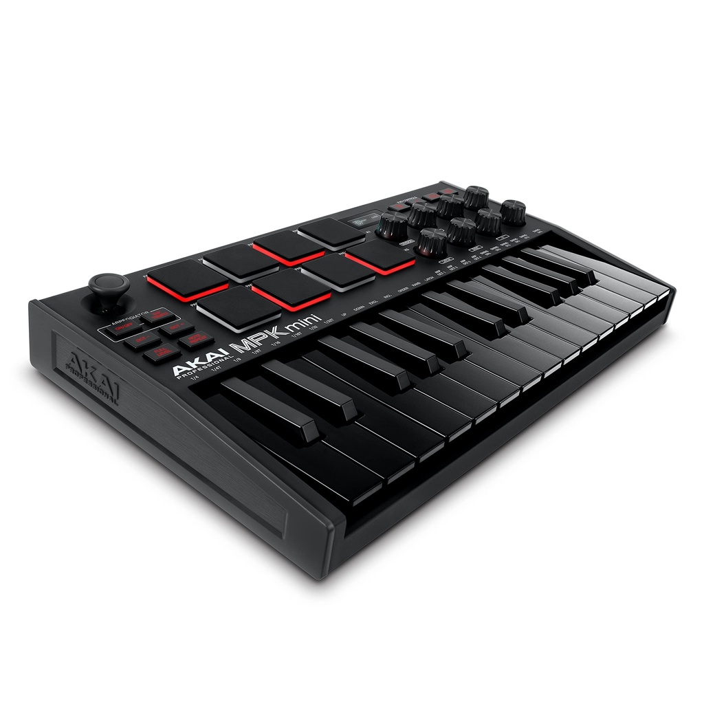 AKAI Professional MPK Mini MK3 - 25 Key USB MIDI Keyboard Controller With 8 Backlit Drum Pads, 8 Knobs and Music Production Software included (Black)
